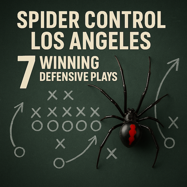 spider control los angeles, image of a spider and a game plan to get rid of them