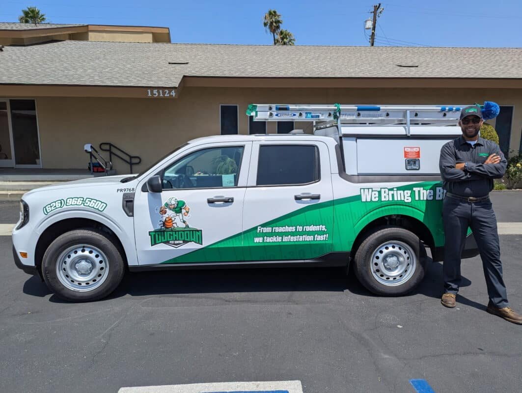 Touchdown Pest Control technician in Orange County, California, providing mosquito and pest control services.