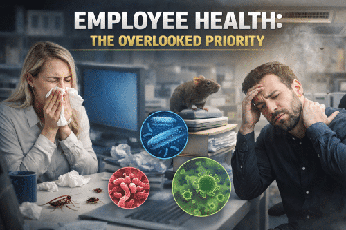 Employee health risks: allergens, bacteria, and rodents impacting office workers.