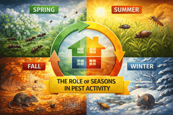 Seasonal pest activity cycle and home protection with Touchdown Pest Control.
